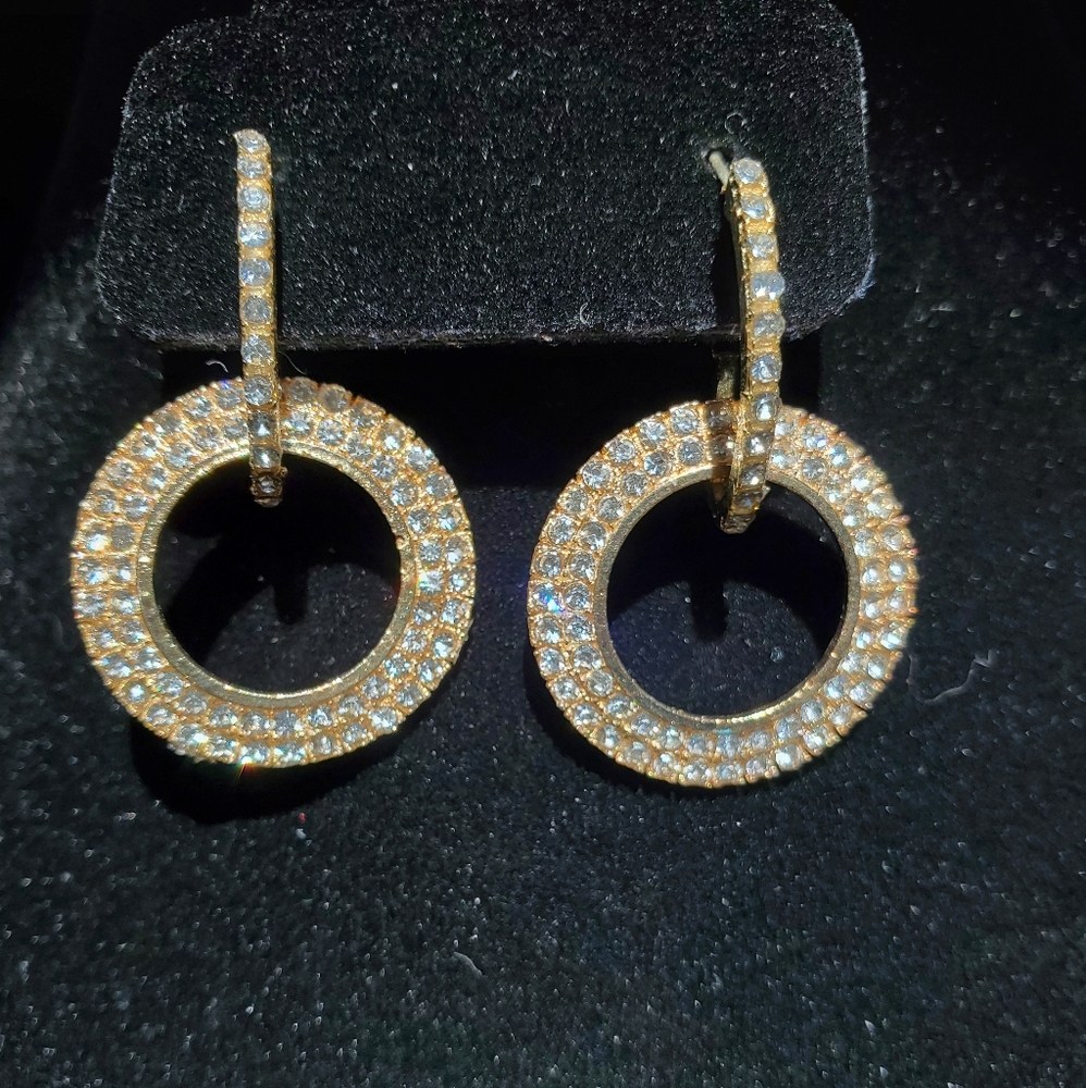 High shine Gold crystal earrings - Picture 1 of 10